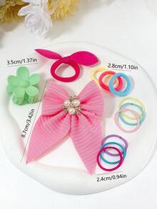 5/10/852PCS Macaron Color Cute Gentle Girl Hair Accessory Set, Includes Pearl Large Bow Hair Clips, High Elasticity Seamless Hair Ties, Flower Claw Clips, Rabbit Ear Hair Ties, Disposable Small Rubber Bands, Suitable For Girls Outings, Performances, Daily Use - Multicolor - View 5