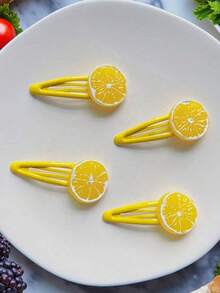 2/4 piezas Pinzas para el cabello con forma de rodaja de limón amarillo para mujeres y niñas, pinzas de presión con forma de fruta linda, accesorios para el cabello con forma de flor, pasadores de estilo estético Y2K, decoración de cabello dulce Girlcore de verano, pinzas de cabello ligeras para uso diario, accesorios para el cabello lindos y frescos, regalo de accesorios para el cabello, pinzas para el cabello, clips para el cabello - Amarillo - Ver 4