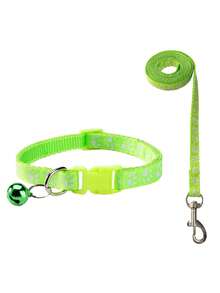 1 Set Of Dog Paw Print Collar With Bells Set And Leash, Equipped With Adjustable Buckle, Fashionable And Collar, Suitable For Small Dogs And Cats, With Multiple Colors To Choose From - Multicolor - View 12