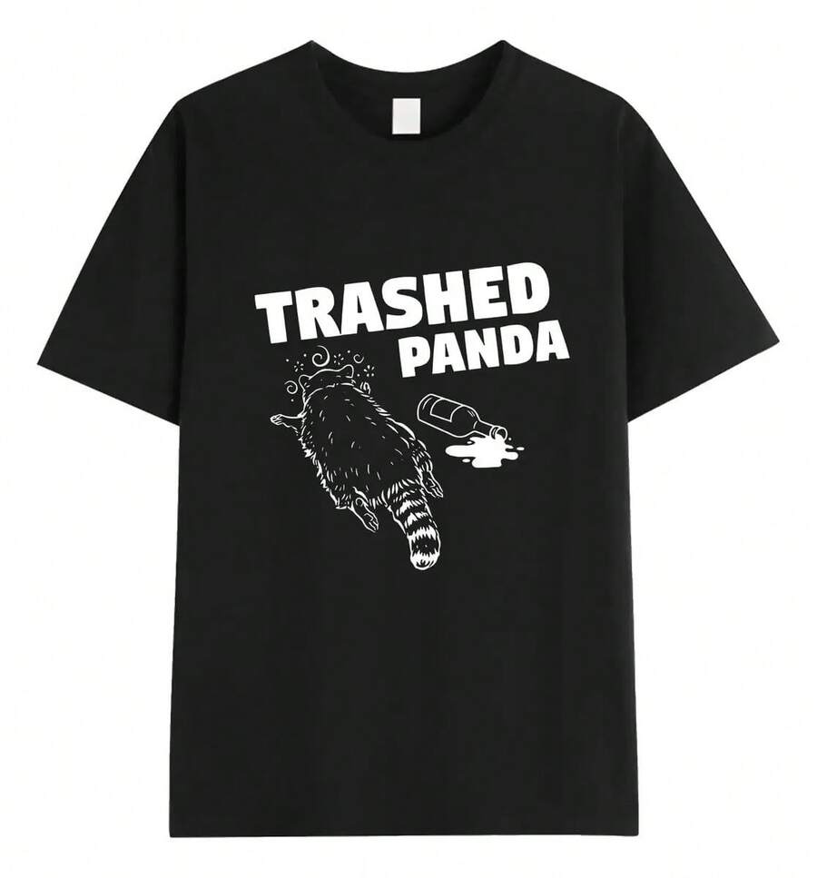 Camisa De Panda Borracho Con Forma De Mapache, Divertida, De - Negro - Ver 1