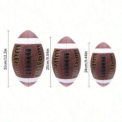 1pc Brown Stitched Rubber Grip Football, Suitable For Match Training, Size 3/6/9