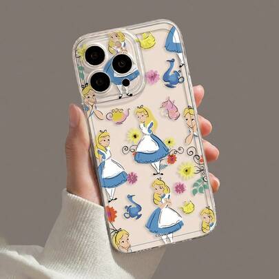A Beautiful And Elegant Transparent Silicone TPU Phone Case With A Disney Alice In Wonderland Design For Women. Cartoonish, Elegant, Fashionable, Princess-Themed, Dreamy, Cute, Creative, Hand-Drawn, High-End, And Attractive. Compatible With IPhone 17/17 Pro/17 Pro Max/16/15/14/13/12 PRO & PRO Max Series Phone Cases.