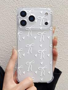 1个可爱白色蝴蝶结爱心设计透明防震手机壳，适用于 7/8/7 Plus/8 Plus/X/XS/XR/XS Max/11/11 Pro/11 Pro Max/12/12 Pro/12 Pro Max/13/13 Pro/13 Pro Max/14/14 Pro/14 Pro Max/14 Plus/15/15 Pro/15 Pro Max/15 Plus/16/16 Pro/16 Pro Max/16 Plus/17/17 Pro/17 Pro Max/Air - 白色 - 查看 5