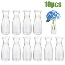 5/10 piezas Juego de jarrones de plástico transparente, antideslizante, apilable, diseño minimalista, adecuado para bodas, hogar, decoración de restaurantes, arreglos florales de interior/exterior - A - Ver 8