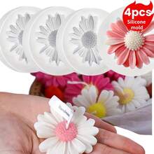 4 buah Cetakan Silikon Bunga Daisy - Cetakan Dekorasi Lilin Aromaterapi/Plaster Pewangi DIY, Tahan Lama dan Mudah Dilepas, Cocok untuk Hadiah Dekorasi Rumah - 4 cetakan krisan - View 6