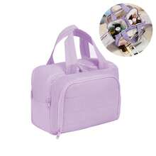 Dual Wide Opening Large Capacity Fluffy Makeup Bag Travel Bag Portable Lightweight Stylish For Home For Outdoor Daily Use Summer Holiday, Wash Bag - Multicolor - View 16
