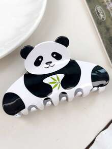 Pinza de pelo con diseño de panda de dibujos animados y bambú, estilo Kawaii en negro y blanco, pinza de pelo grande y casual para niñas como accesorio para el cabello - Multicolor - Ver 10