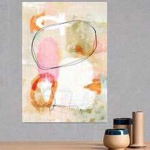 Póster en lienzo sin marco 2D plano, 2D plano, 1 pieza, pintura abstracta en lienzo, colores suaves, líneas suaves, adecuado para la decoración del hogar. Se puede colgar o exhibir directamente, impresión de alta calidad, muy adecuado para el dormitorio, la sala de estar. - Enmarcado - Ver 3