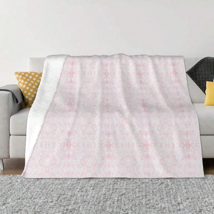 Ultra-soft fine wool blanket of summer flowers in blue - 1 - Ver 1
