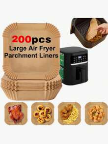 200/100/50 Sheets Non-Stick Baking Paper - Suitable For Air Fryer Liners, Heat Resistant Up To 450°F (232°C), Leak-Proof And Easy To Clean, Applicable For Air Fryer/Oven/Microwave/Steamer - Bulk Pack, Suitable For Baking, Grilling, Air Frying, Steaming, Pre-Cut Into Quarters For Bread, Cake, Cookies, Healthy Cooking, Suitable For Holiday Gatherings, Kitchen Supplies - Wood Color - View 13