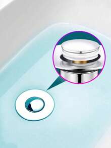 通用浴室洗手盆塞，內置濾髮器，適用於 1.26–1.97 英吋排水孔，彈簧式機構，按壓式彈出設計，居家必備浴室配件 - 銀色 - 查看 11