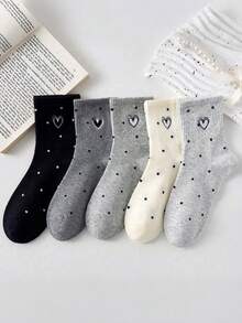5 đôi tất nữ ngắn đến bắp chân dễ thương, tất dệt jacquard kiểu Nhật Bản thời trang cho mùa xuân/hè. - Nhiều màu - Xem 5