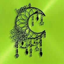 Minimalist Modern Iron Art Wall Decor, Diamond Shaped Moon Silhouette Wall Hanging, Creative Metal Wall Art, Fashionable Home Decoration - Black - View 6