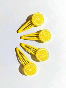 2/4 piezas Pinzas para el cabello con forma de rodaja de limón amarillo para mujeres y niñas, pinzas de presión con forma de fruta linda, accesorios para el cabello con forma de flor, pasadores de estilo estético Y2K, decoración de cabello dulce Girlcore de verano, pinzas de cabello ligeras para uso diario, accesorios para el cabello lindos y frescos, regalo de accesorios para el cabello, pinzas para el cabello, clips para el cabello - Amarillo - Ver 6