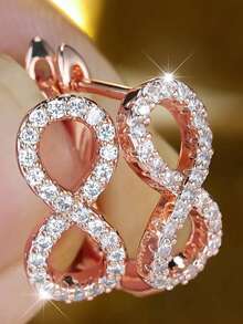 1 Pair Luxury Cubic Zirconia Earrings, Wedding Engagement Anniversary Party Jewelry Gift For Women - 1# - View 9