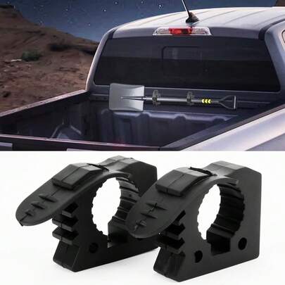 2pcs Quick Release Rubber Clamp Mounts Universal Tool Holders For Shovels Axes And More Fits 1 1 5 To 1 1 2 Diameter Handles Ideal For Truck Beds Roof Racks Trailers And Off Road Vehicles Black