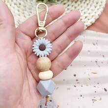 Cute Daisy Beaded Bag Charm Kawaii Pastel Floral Pendant Boho Silicone Bead Decor Accent Apparel Accessories Cosplay DIY Supplies For Purse Backpack Daily Wear Birthday Gift Gifts For Mother, Father, Graduation, And Teacher - Flower - View 8