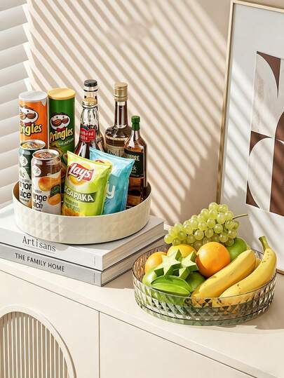 Bandeja de almacenamiento plástica multifuncional giratoria, adecuada para el baño, la cocina y el tocador, solución de almacenamiento sin electricidad para contener cosméticos, cuidado de la piel y perfumes, superficie lisa, se puede montar en el mostrador o usar de forma independiente