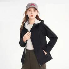 Chaqueta de Softshell Elástica para Mujer, Tejido Mezcla Poliéster-Nailon, Estilo Relajado para Combinar con Todo - Arena Blanco Gris - Ver 2