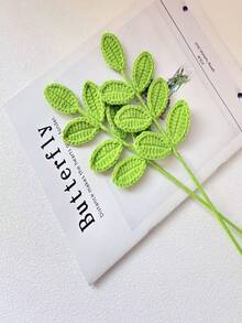 1/5/15/30pcs Hand Crochet Leaf Ornaments, Handmade Knitted Faux Eucalyptus Leaves, Artificial Fabric Foliage For Bouquet Decor, Ideal For Spring Summer Home Decor, Valentine's Day, Birthday & Graduation Gifts, DIY Floral Branch Craft Supplies - Weaving Leaves - View 6