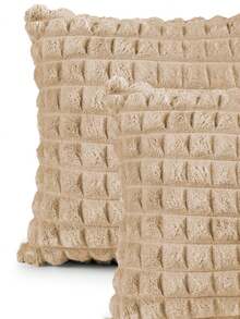 Kit Of 2 Cushion Covers 45cmx45cm Velvety In Soft Decorative Plush With Zipper - Frapé - Ver 5