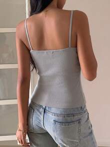 Jennie Growth Women's Grey Lace Trim Ribbed Camisole, Perfect For Spring/Summer Daily Wear, Suitable For Young Women, Vacation, Weekend, Beach Outings, Seaside Strolls, Perfect Choice For Spring/Summer Vacation - Grey - View 10