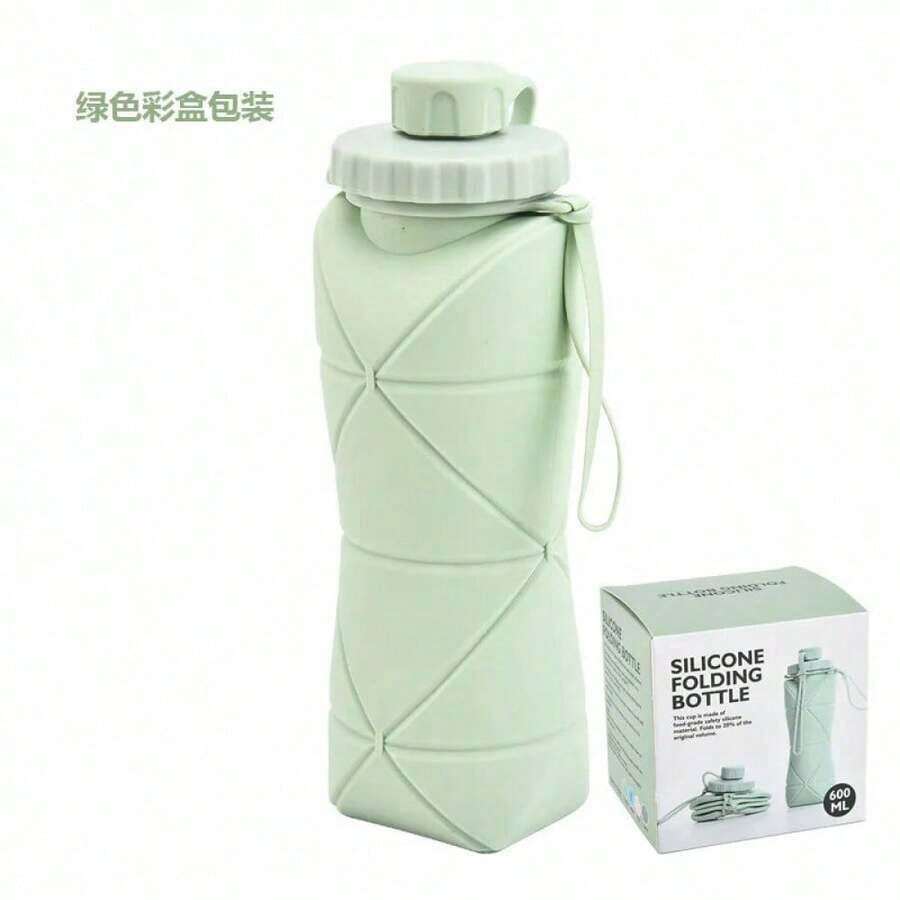 Silicone Collapsible Sports Water Bottles Outdoor Camping Folding Water Cup Large Capacity Travel Foldable Leakproof.Kettle - màu xanh lá - Xem 1