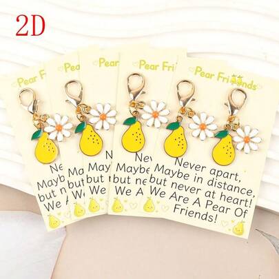 5pcs Delicate Daisy And Pear Keychains - Inspiring Cards, Fruit Themed Design, Fashionable Accessory For Men And Women's Handbags, Backpacks, Wallets And Cars; Decoration Gifts For Family Gatherings, Birthdays, Holidays, Parties; Friendship, Thank You, Back To School And Graduation Gifts. Unique Supportive And Encouraging Gifts For Family, Friends, Classmates And Anyone.