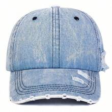 1Piece Vintage Holes Denim Wash Baseball Cap Outdoor Adjustable Sunscreen Leisure Cap Unisex Travel Tourism Beach Vacation - Multicolor - View 7