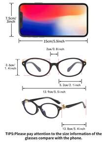 1 Pair Women's Personalized College Style Fashion Decorative Glasses - glossy black - View 5