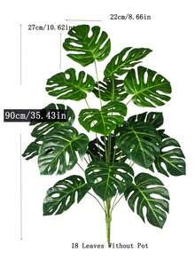 2pcs Large Artificial Palm Plants, 35 Inch Large Artificial Banana Tree, Monstera And Fan Palm Tropical Plants Decoration, Includes 24 Leaves, Evergreen, Suitable For All Seasons Artificial Potted Plants, Artificial Plants Without Pot - Multicolor - View 7
