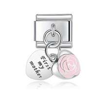 Kit de joyería DIY con brazalete intercambiable de acero inoxidable modular, incluye dijes con forma de corazón, mochila y flor, adecuado para todos, regalo único para mujeres - colgante - Ver 13