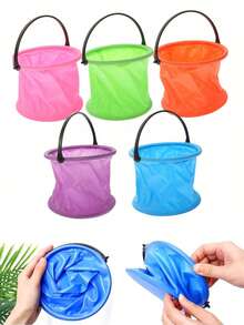 5pcs Multi-Functional Foldable Water Buckets, Portable Collapsible Outdoor Fishing Bucket, Camping Bucket, Beach Bucket, Paint Brush Cleaning Bucket - A - View 6