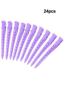 96/48/24pcs Assorted Hair Clips - Alligator Clips, Suitable For Long Curly Hair And Thick Hair; 24pcs Duck Clips - Purple - View 7