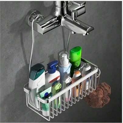 드릴 필요 없는 알루미늄 합금 욕실 선반, 샤워 캐디 샴푸 랙, 바구니 수납 정리함 욕실 액세서리