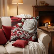 4pcs Rose Pattern Throw Pillow Covers, Single-Sided Printing, Size 17.7*17.7 Inches, Romantic Floral Design, Suitable For Sofa, Bedroom And Home Decor, Applicable For Various Festivals, Pillow Inserts Not Included - Multicolor - View 3