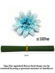 MEHELANY 25/12支装仿真大雏菊带茎，丝绸仿真花装饰，适用于家居房间装饰、餐桌摆饰、户外花园、派对、礼品、新娘腕花、情人节母亲节装饰、DIY婚礼花束花环、前院装饰、新娘捧花 - 淺藍 - 查看 8