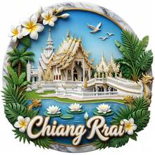 泰國日落寺廟尖塔大象與金色河流磁鐵，古老石塊在熱帶光芒下低語，適用於家中所有金屬表面的紀念品 - C - 查看 7