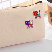 1pc Cartoon Enamel Cat Brooch, Alloy Drip Oil Animal Lapel Pin, Fashion Accessory For Women - Multicolor - View 2