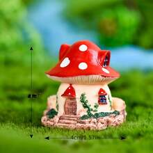 1pc Mushroom House Micro Landscape Ornament, Resin Crafts Fairy Tale Dream Villa House Decor Accessory - A - View 11