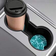 NEW-   Car Coasters,Purple Smily Absorbent 2 Pack For Cup Holders With Finger Notch,2.56 Inches Ceramics Heat Resistant Anti Slip Cork Base Car Drinks Coasters Auto Cup Holder(Blue-Green   Face) - Mặt xanh lục - Xem 7