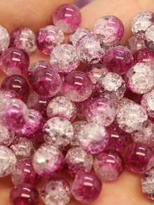 50pcs 8mm Burgundy Snowflake Crackle Glass Beads - Ideal For DIY Jewelry Making, Bracelets And Necklaces - Burgundy Snowflake Cracked Glass Beads - View 12