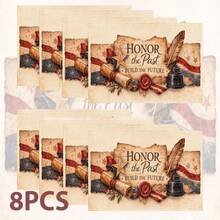 1 pieza/4 piezas/6 piezas/8 piezas Manteles individuales vintage estilo americano, diseño patriótico de estrellas y rayas, adecuado para fiestas del 4 de julio Día de la Independencia, decoración de mesa de cena festiva - Multicolor - Ver 13