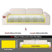 1pc Boho Geometric Ice Silk Sofa Slipcover, Non-Slip Dotted Back Couch Protector, Lightweight Cooling Cover For Living Room - Green - View 17