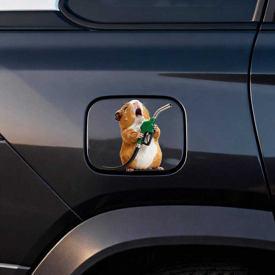 Autocolant auto plat 2D, autocolant auto cu hamster Burnout, decal decorativ auto potrivit pentru capacul rezervorului de combustibil auto, ușor de aplicat fără a lăsa urme, autoadeziv, impermeabil - Autocolante decorative - Vizualizare 1