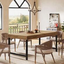 Farmhouse Dining Table For 4-6 People, 55 Inches Industrial Rectangular Kitchen Dinner Table With Heavy-Duty Metal Legs For Home, Dining Room, Small Space, Rustic Brown - 鄉村棕色和黑色 - 查看 6