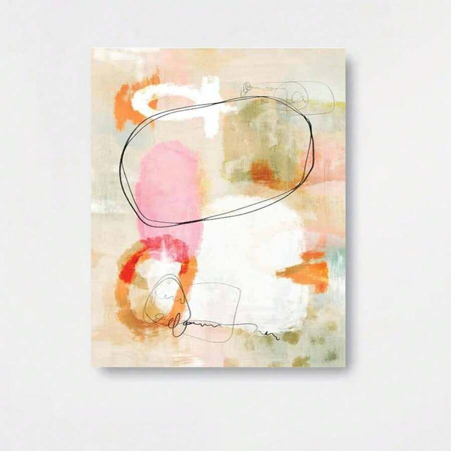 Póster en lienzo sin marco 2D plano, 2D plano, 1 pieza, pintura abstracta en lienzo, colores suaves, líneas suaves, adecuado para la decoración del hogar. Se puede colgar o exhibir directamente, impresión de alta calidad, muy adecuado para el dormitorio, la sala de estar. - Enmarcado - Ver 1