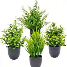Small Artificial Potted Plants, Indoor Decorative Fake Flowers, Suitable For Windows, Bathrooms, Walls, Desktops, Offices, Kitchens, Farmhouse Style Decor, Valentine's Day Party Decoration - Green - View 5