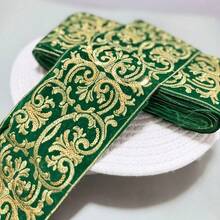 1码/2码圣诞绿色花卉蕾丝花边，节日装饰桌布枕套包边，营造氛围，适用于服装改造和DIY、手工艺和文化创意、家居和软装 - 墨綠色 - 查看 5
