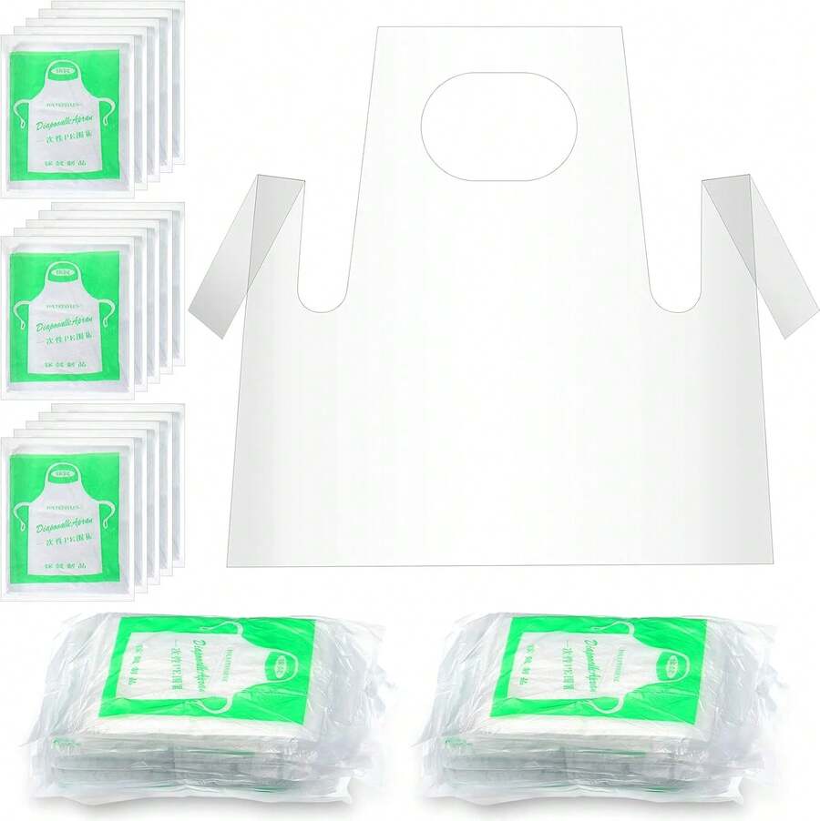 Disposable Aprons For Kids Painting Plastic Smock Disposable Oil Proof Small Clear Polythene Apron For Craft Eating - ColorA - View 1